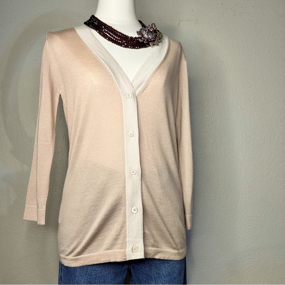 PRADA Made in Italy Blush Pink Cashmere | Silk Knit Sweater Cardigan Sz 40 US 6 - Picture 5 of 10